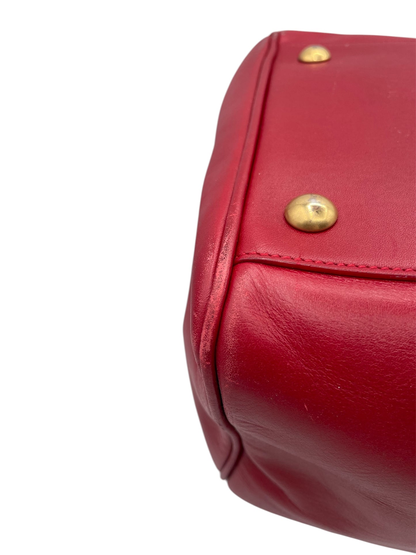 Yves Saint Laurent Cabas Rive Gauche Medium Bowler Bag Red- YSL