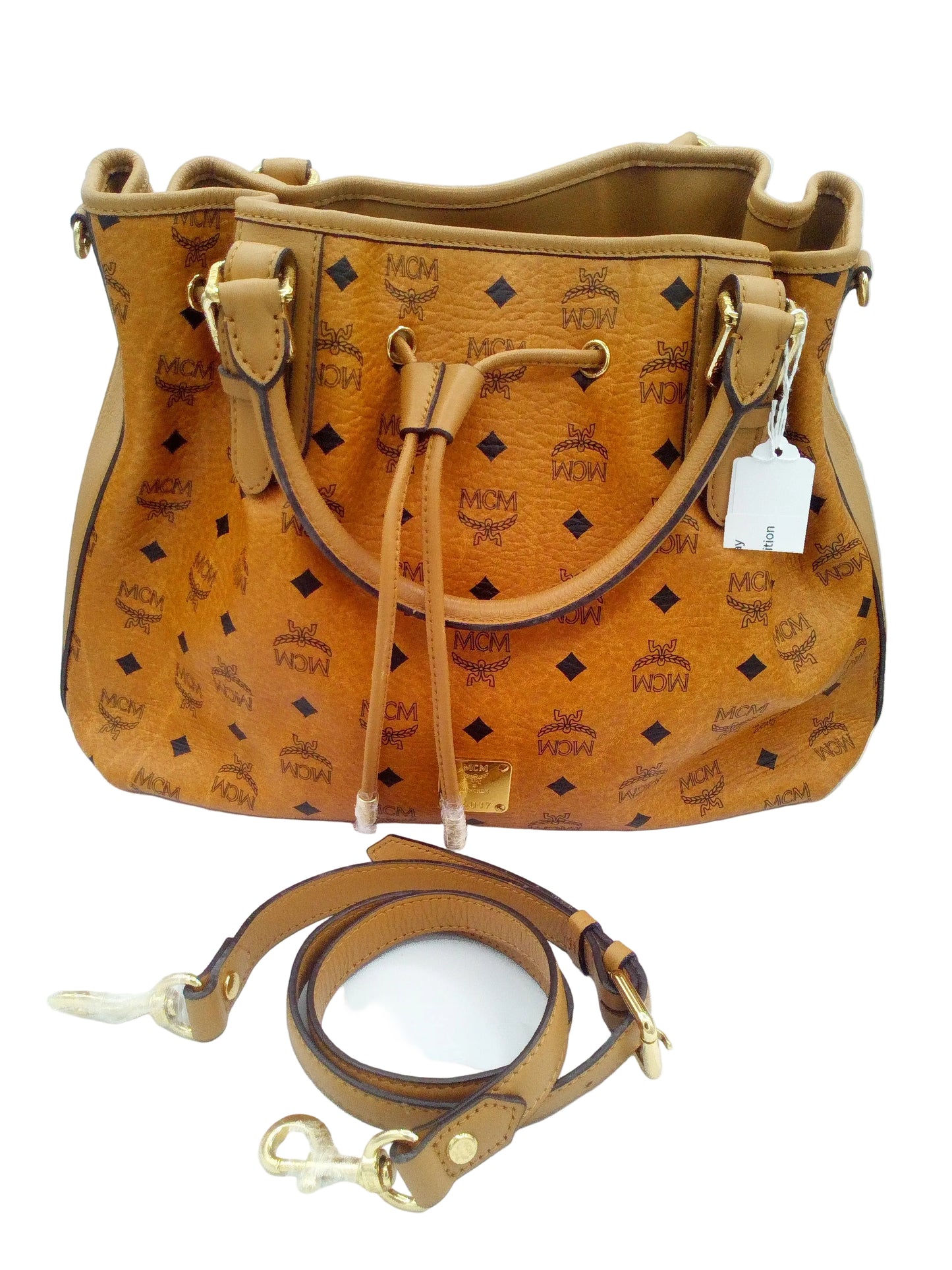 MCM Visetos Soft Berlin Drawstring Bucket Bag