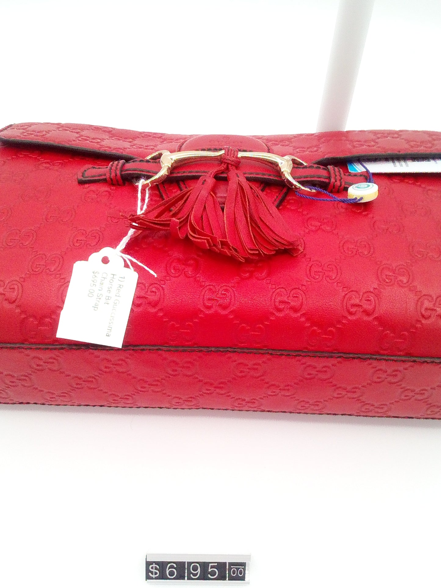 Gucci Bag Guccissima Horse Bit Chain Strap- Red