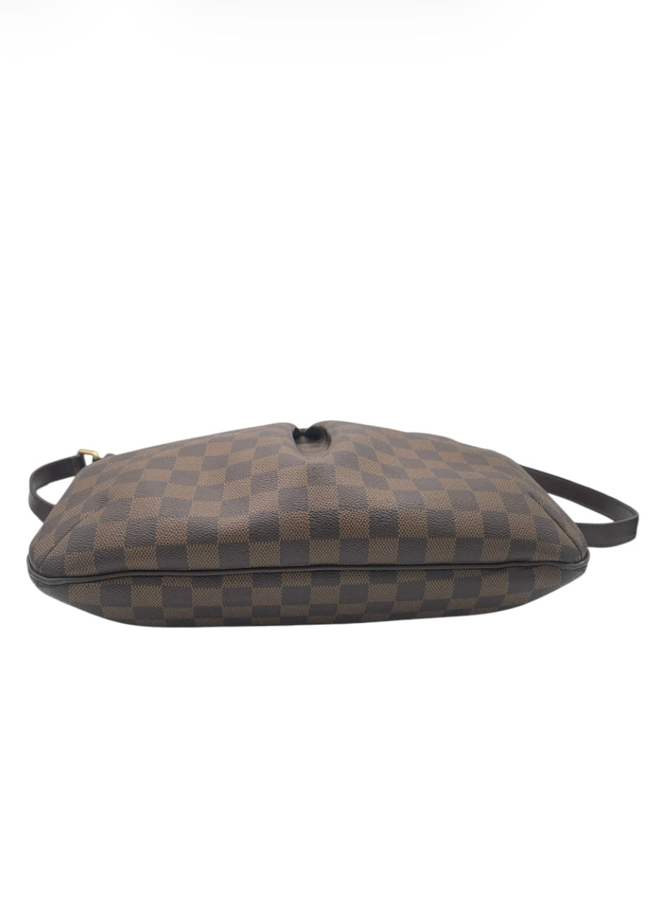 Louis Vuitton Damier Ebene Bloomsbury PM Pleated Crossbody Gold Hardware- Brown