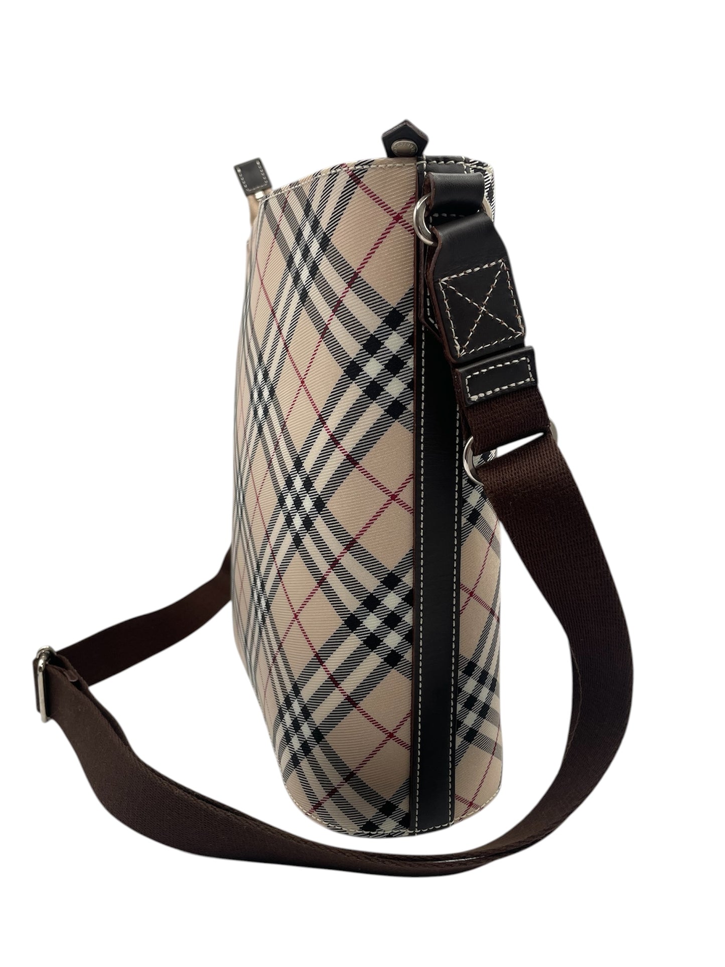 Burberry Nova Check Vintage Shoulder Bag with Leather Trim