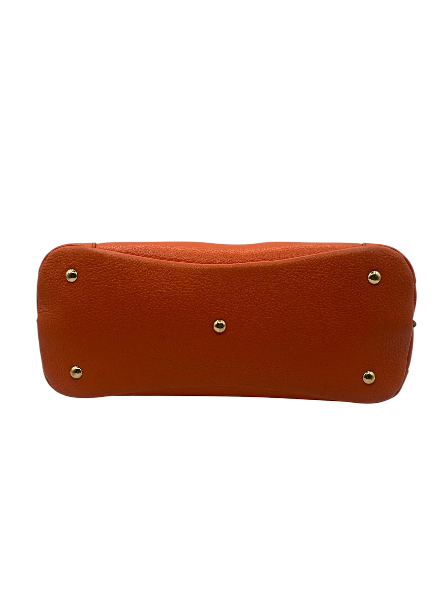 MCM Patricia Pebbled Leather Satchel Top Handle Crossbody Purse- Orange