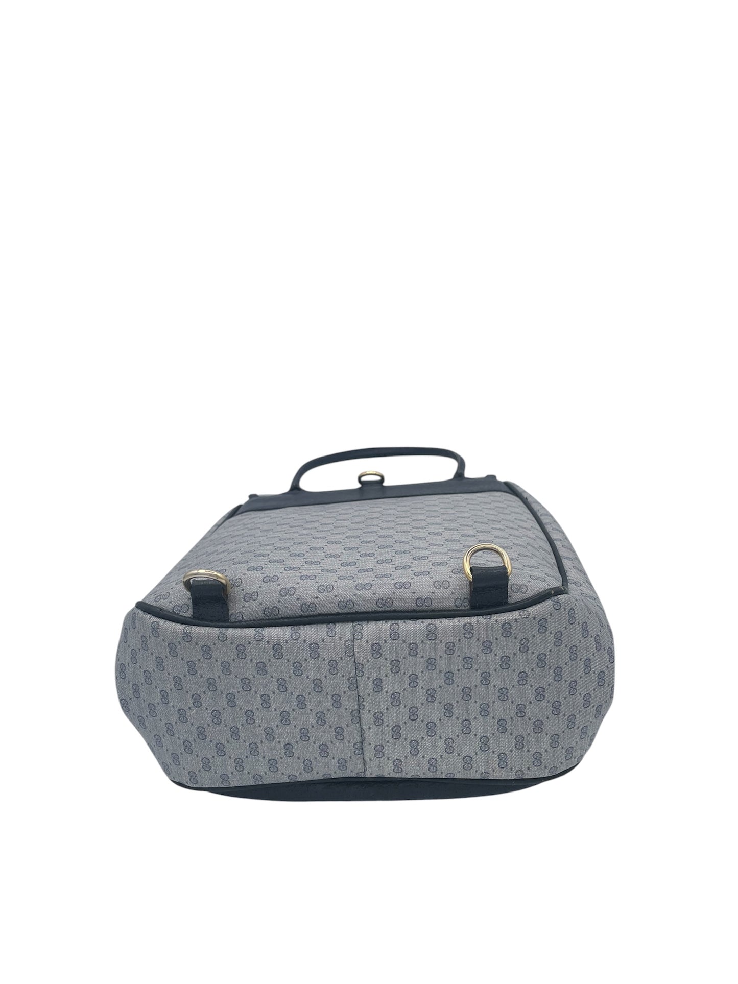 Gucci Ophidia GG Supreme Top Handle Backpack Web Stripe Leather Trim- Grey/Navy