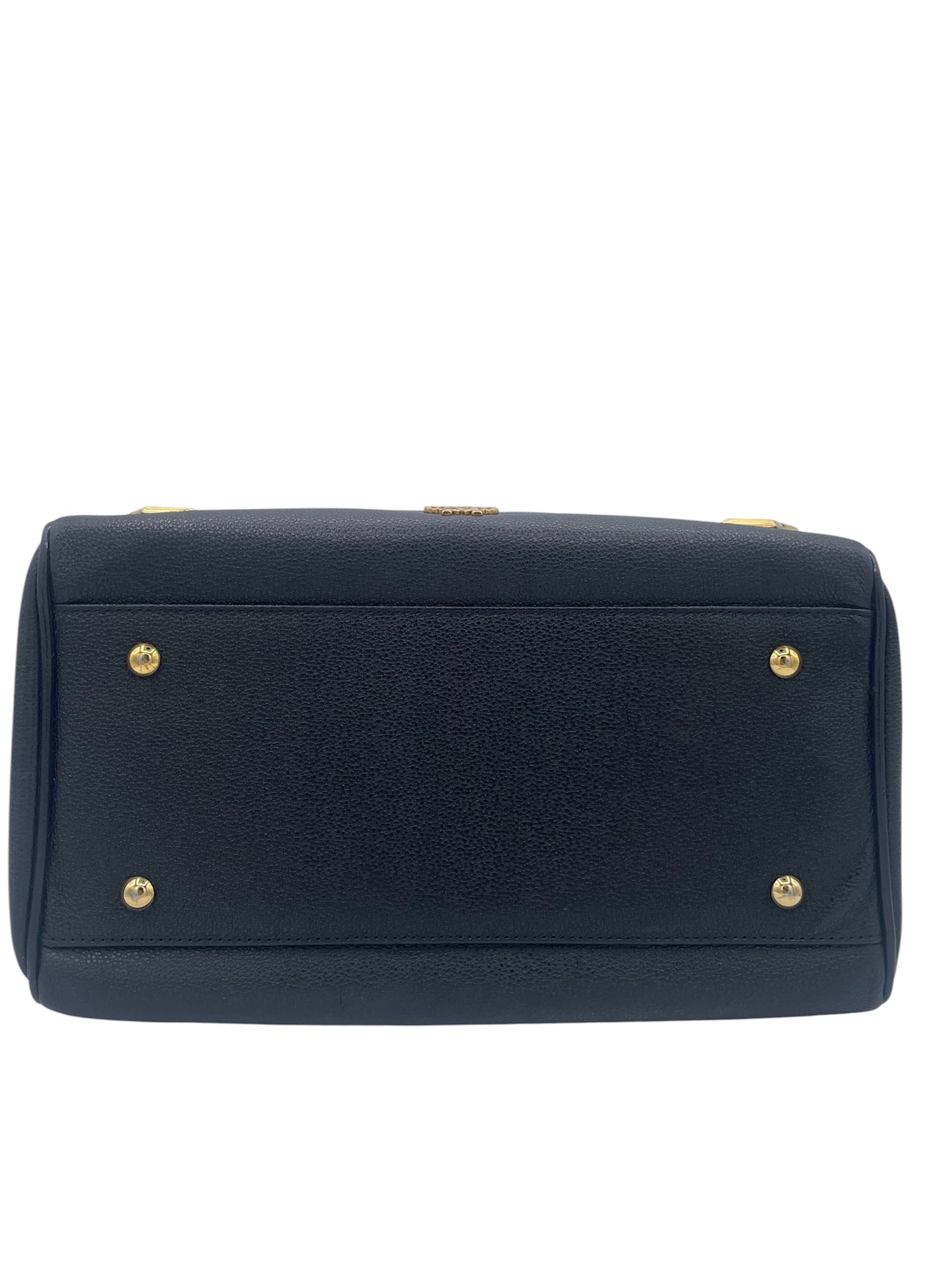 MCM Pebbled Leather Tote Gold Hardware Structured Classic- Black