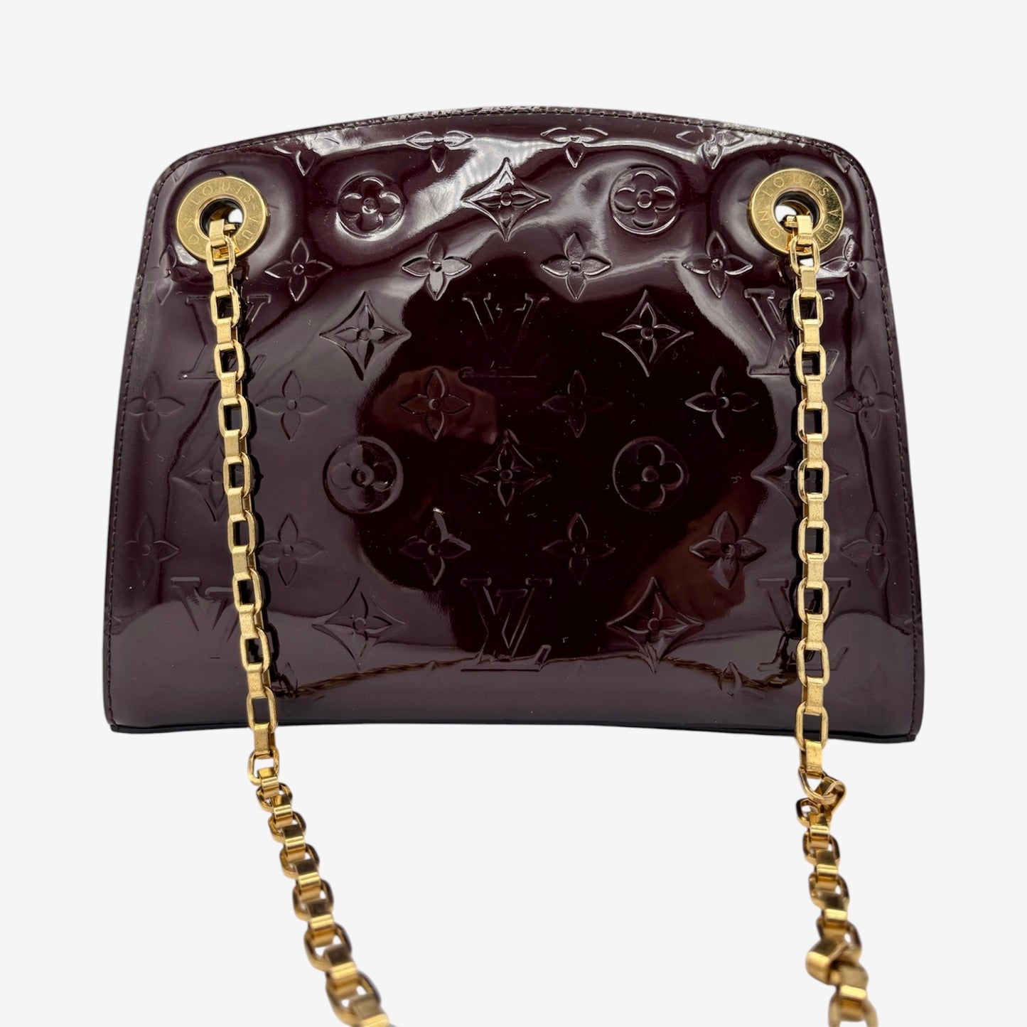 Louis Vuitton Monogram Vernis Patent Shoulder Bag- Black with Gold Chain Strap