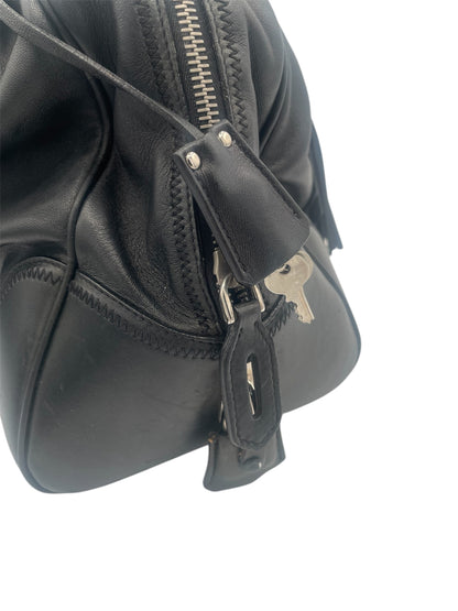 Prada Vitello Daino Leather Tote w/ Silver Hardware- Black