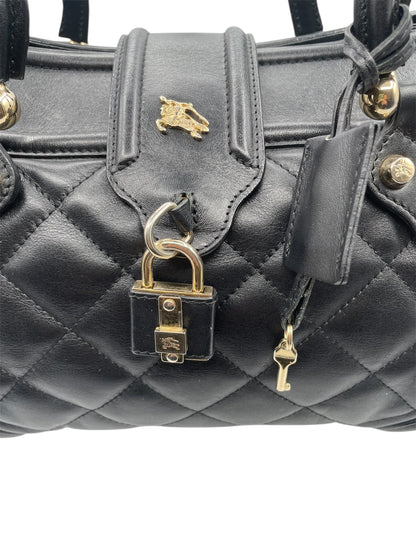 Burberry Quilted Leather Handbag – Gold Hardware & Signature Horse‑and‑Rider Emblem - Black