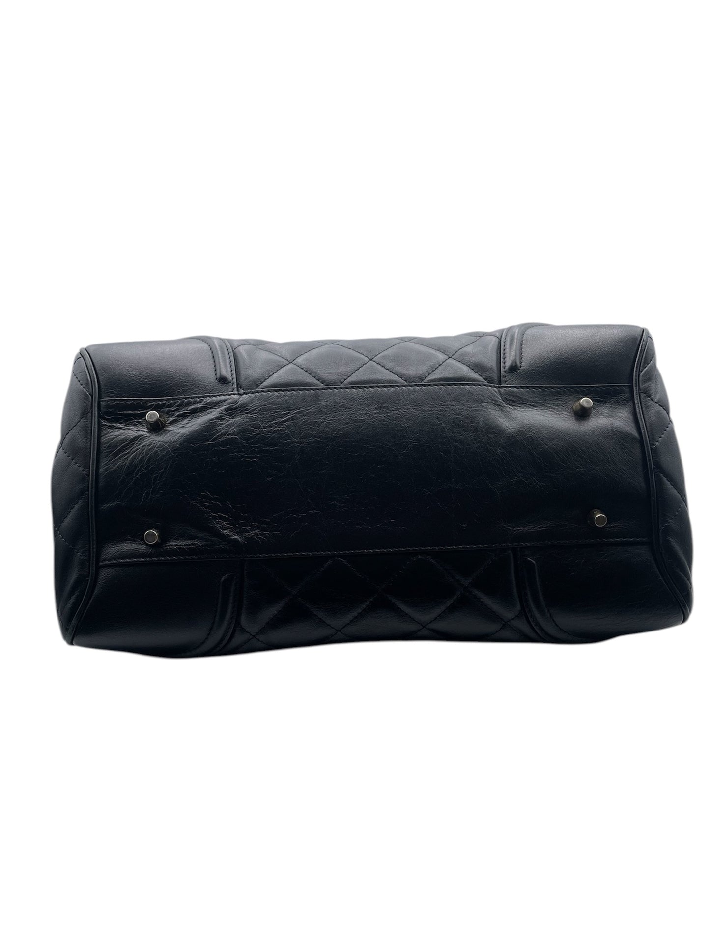 Burberry Quilted Leather Handbag – Gold Hardware & Signature Horse‑and‑Rider Emblem - Black