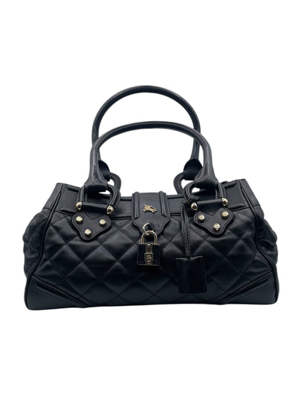 Burberry Quilted Leather Handbag – Gold Hardware & Signature Horse‑and‑Rider Emblem - Black
