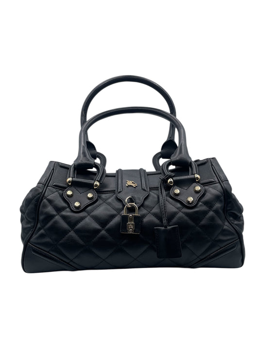 Burberry Quilted Leather Handbag – Gold Hardware & Signature Horse‑and‑Rider Emblem - Black