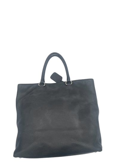 Prada Vitello Daino Large Leather Tote w/ Silver Hardware- Black