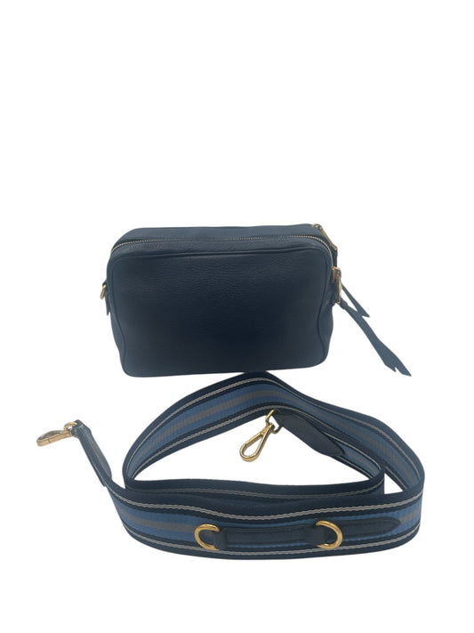 Prada Vitello Move Leather Camera Bag w/ Detachable Strap & Gold Hardware- Navy
