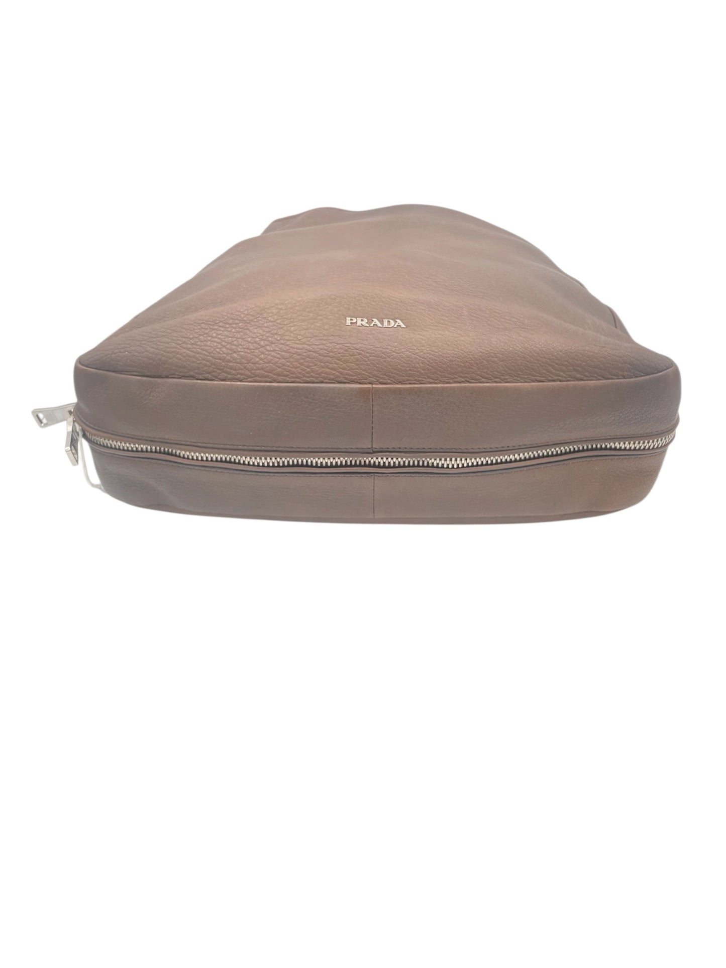 Prada Cervo Zipper HandBag- Brown