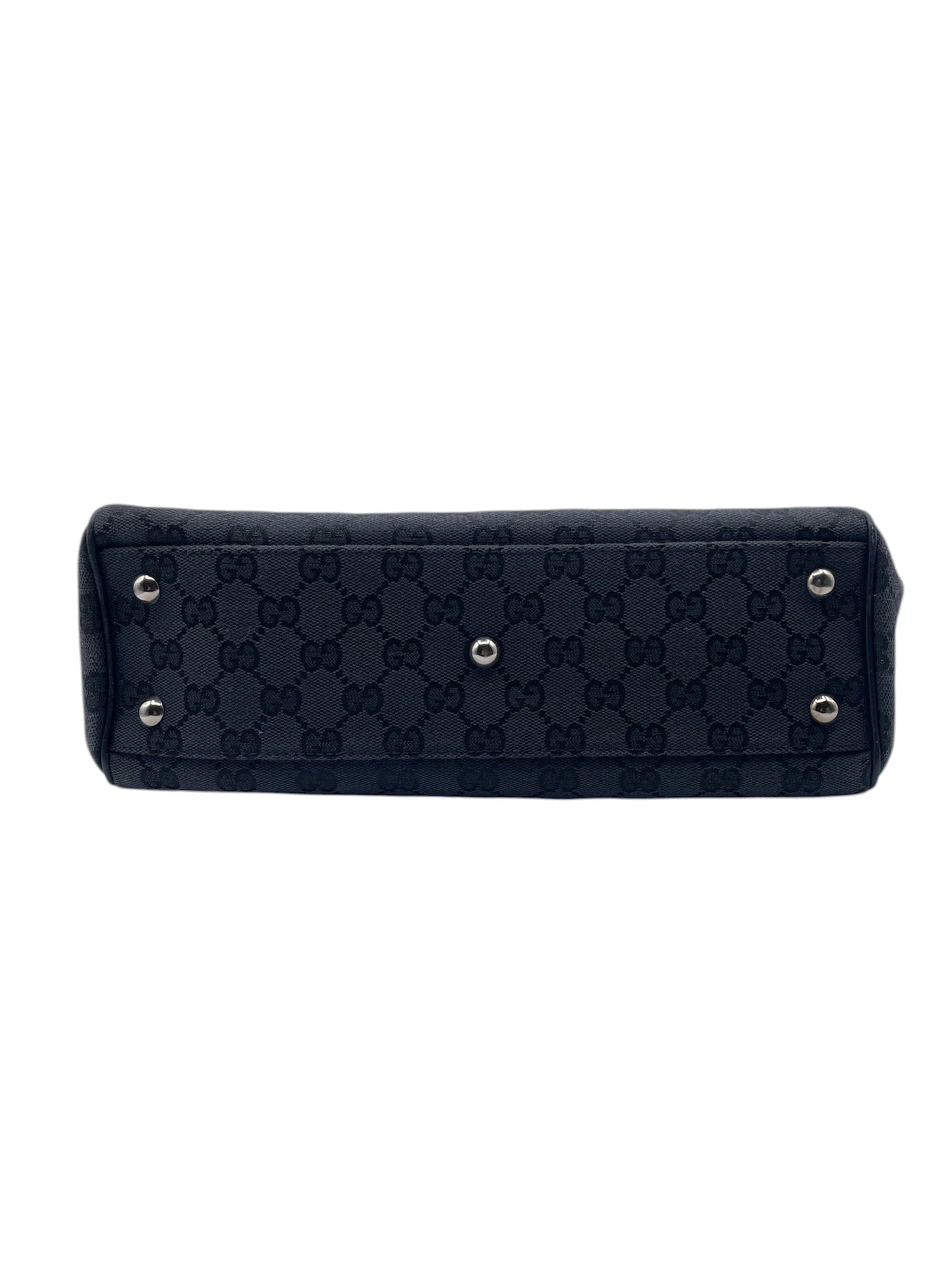 Gucci GG Canvas Tote with Web Stripe Handles – Dark Monogram & Structured Shape