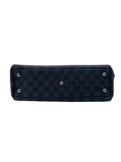Gucci GG Canvas Tote with Web Stripe Handles – Dark Monogram & Structured Shape