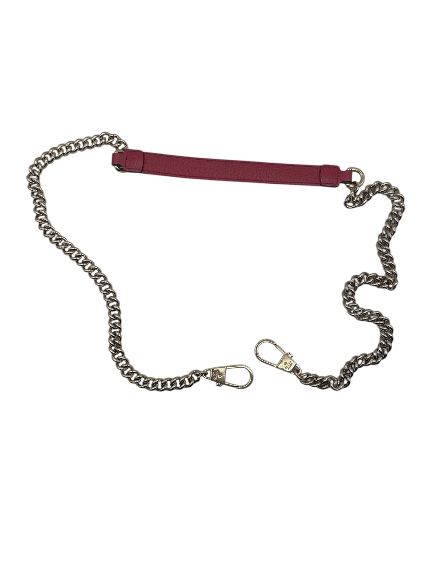 Gucci Pebbled Leather Shoulder Bag – Gold GG Clasp & Chain Strap - Red