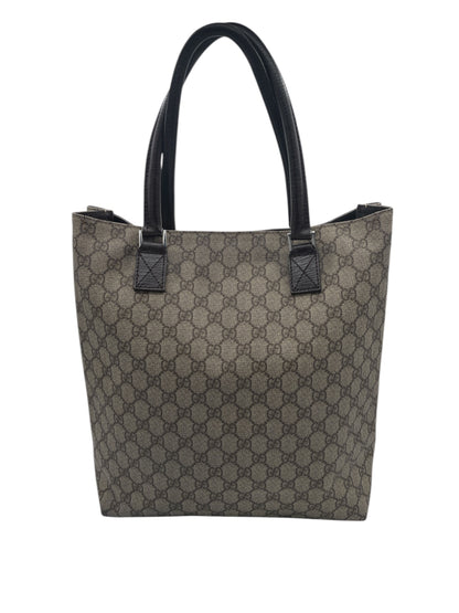 Gucci GG Canvas Tote w/ Black Leather Handles – Classic Beige Monogram