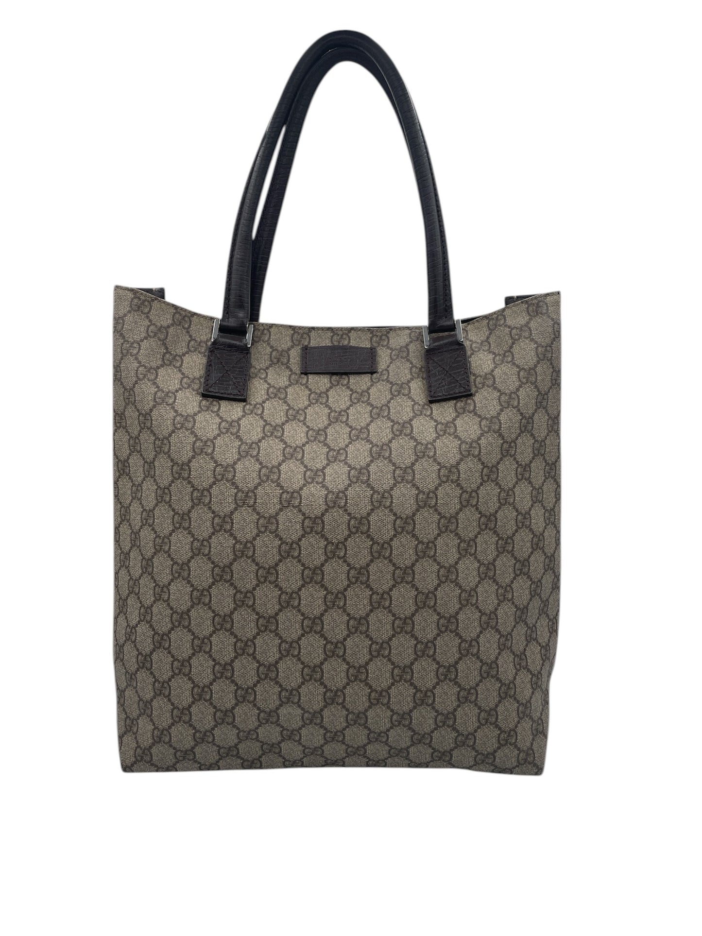 Gucci GG Canvas Tote w/ Black Leather Handles – Classic Beige Monogram
