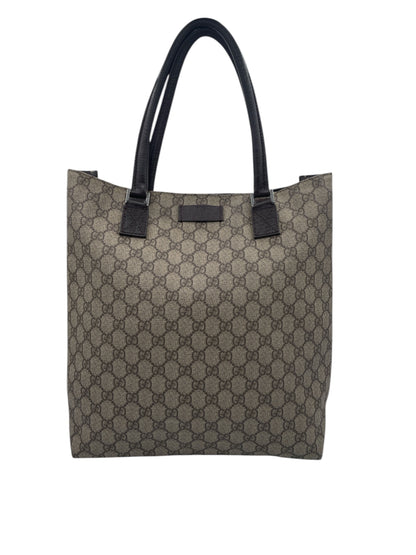 Gucci GG Canvas Tote w/ Black Leather Handles – Classic Beige Monogram