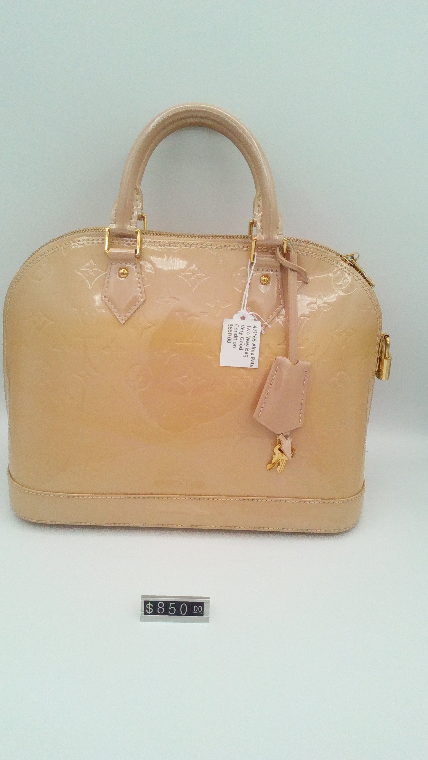 Louis Vuitton Alma Vernis Tan Two Way Bag- LV