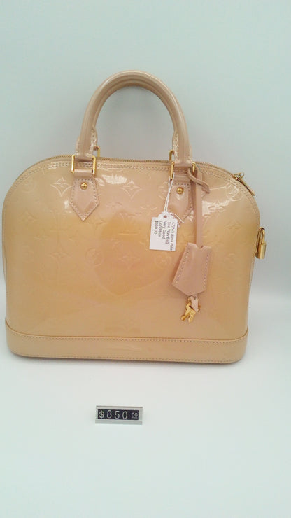 Louis Vuitton Alma Vernis Tan Two Way Bag- LV