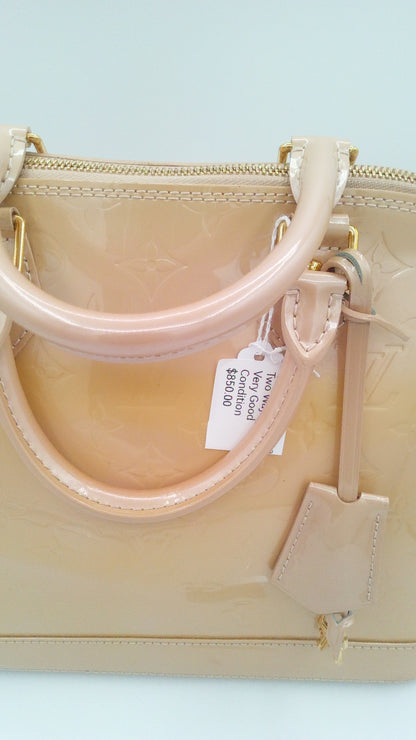 Louis Vuitton Alma Vernis Tan Two Way Bag- LV