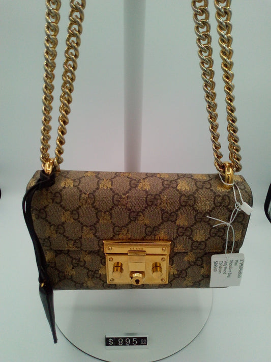 Gucci GG Supreme Monogram Bees Small Padlock Shoulder Bag