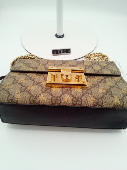 Gucci GG Supreme Monogram Bees Small Padlock Shoulder Bag