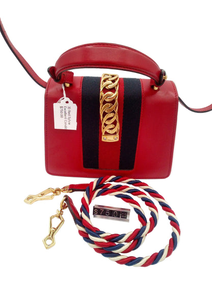 Gucci Bag  Mini Sylvie  Two Way With Two Detachable Straps- Red