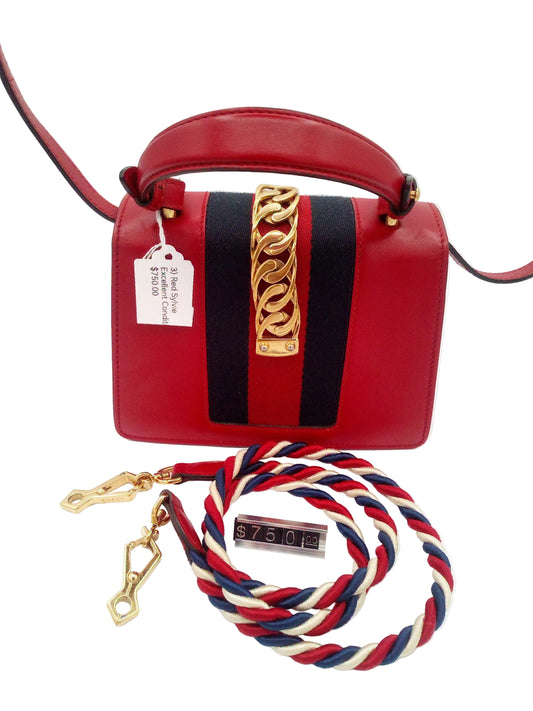 Gucci Bag  Mini Sylvie  Two Way With Two Detachable Straps- Red