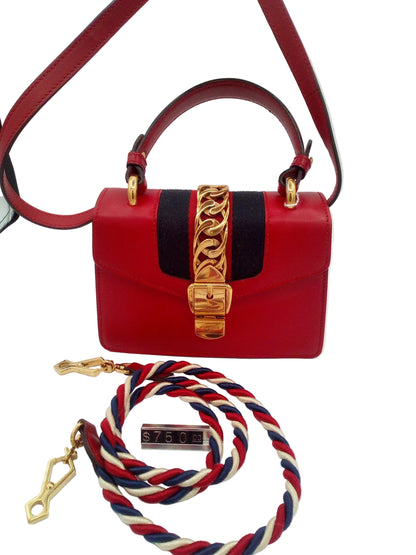 Gucci Bag  Mini Sylvie  Two Way With Two Detachable Straps- Red