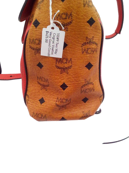 MCM Leather Visetos Two Way Bag- Cognac