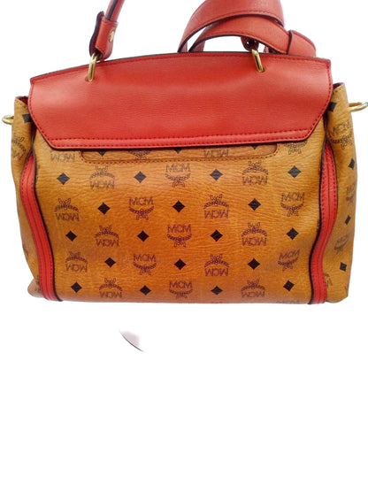MCM Leather Visetos Two Way Bag- Cognac