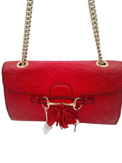 Gucci Bag Guccissima Horse Bit Chain Strap- Red