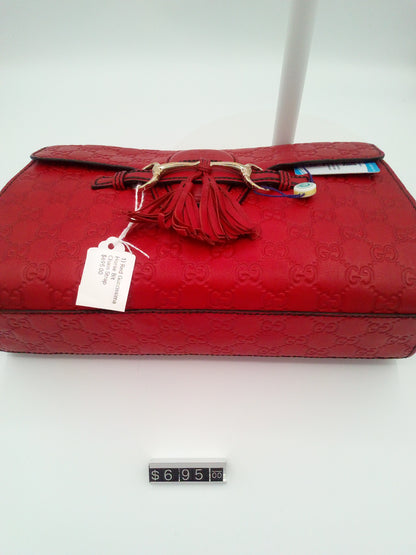 Gucci Bag Guccissima Horse Bit Chain Strap- Red