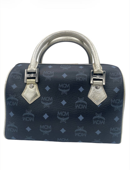 MCM Visetos Princess Lion Patchwork Tote – Limited Edition - Navy w/Crowned Lion Graphic