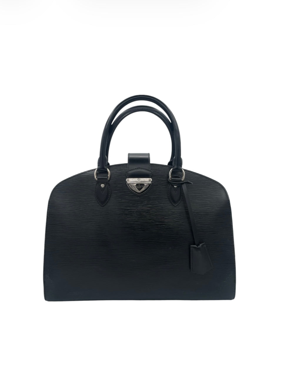 Louis Vuitton Epi Alma PM Structured Leather Top Handle Silver Hardware- Black