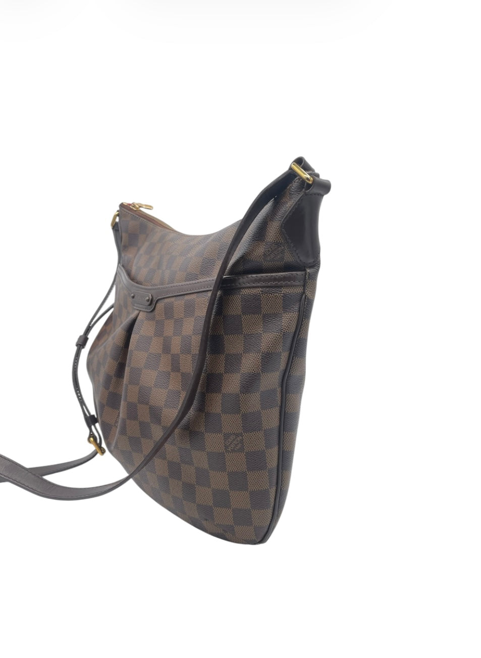 Louis Vuitton Damier Ebene Bloomsbury PM Pleated Crossbody Gold Hardware- Brown