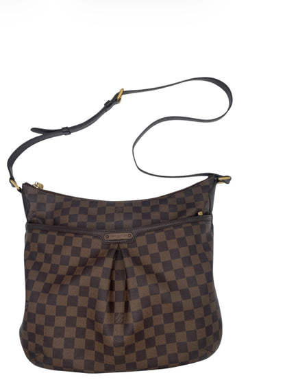 Louis Vuitton Damier Ebene Bloomsbury PM Pleated Crossbody Gold Hardware- Brown