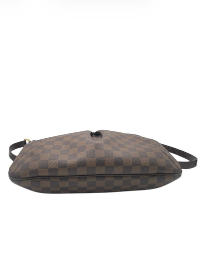 Louis Vuitton Damier Ebene Bloomsbury PM Pleated Crossbody Gold Hardware- Brown