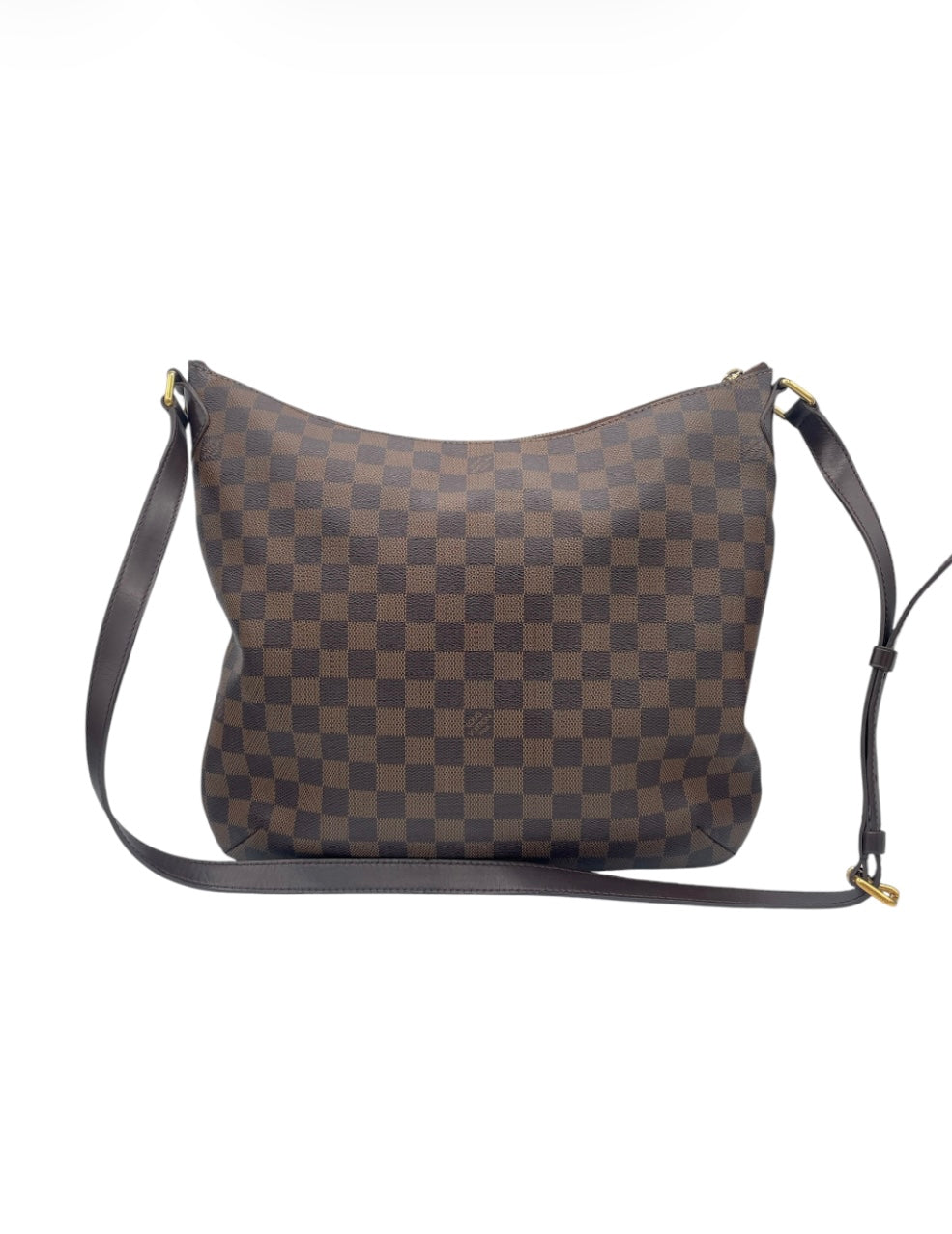 Louis Vuitton Damier Ebene Bloomsbury PM Pleated Crossbody Gold Hardware- Brown