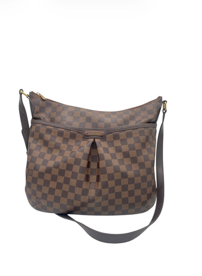 Louis Vuitton Damier Ebene Bloomsbury PM Pleated Crossbody Gold Hardware- Brown