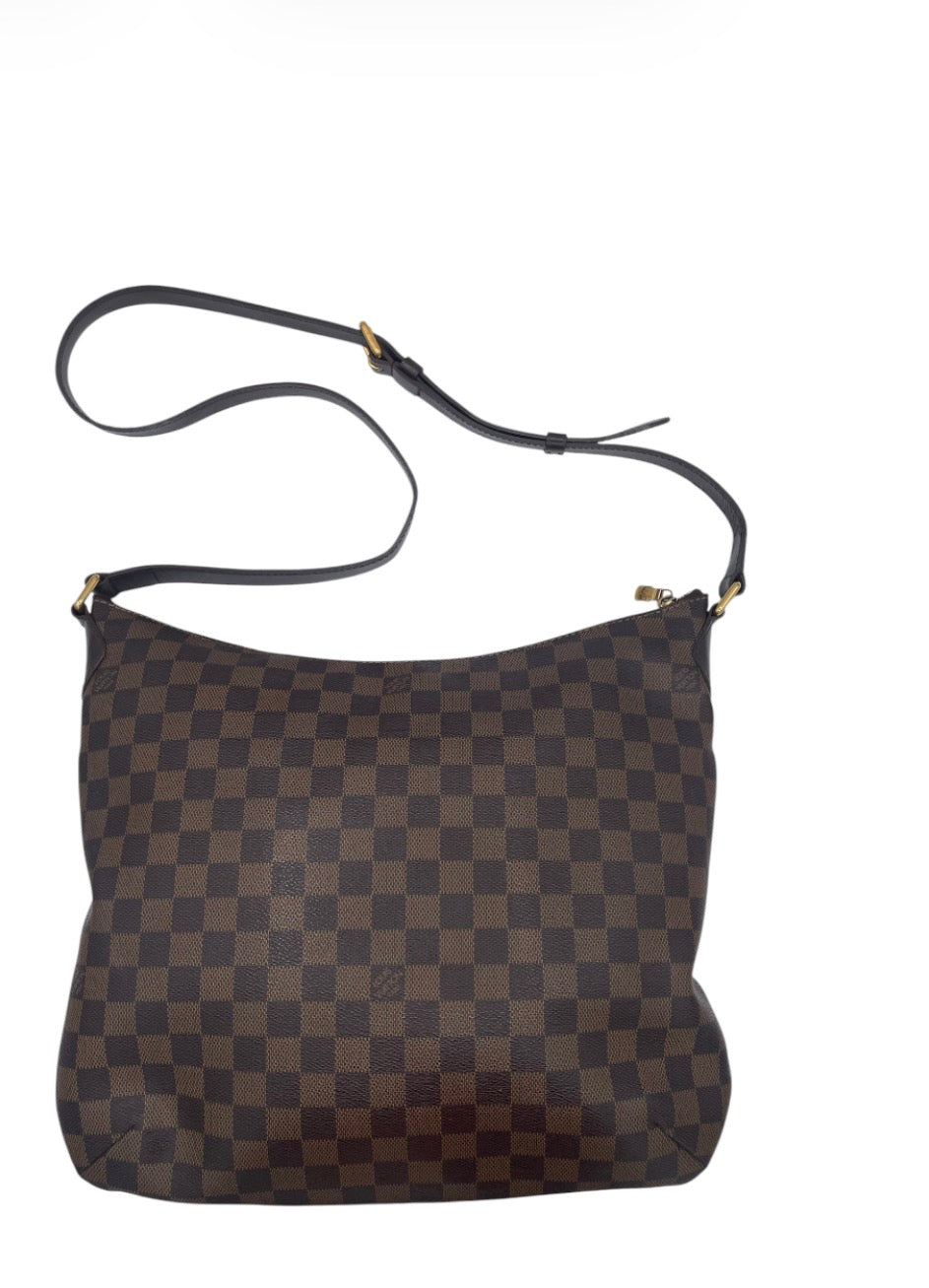 Louis Vuitton Damier Ebene Bloomsbury PM Pleated Crossbody Gold Hardware- Brown