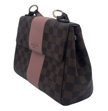 Louis Vuitton Damier Ebene Flap Bag with Rose Ballerine Accent- Rose Ballerine
