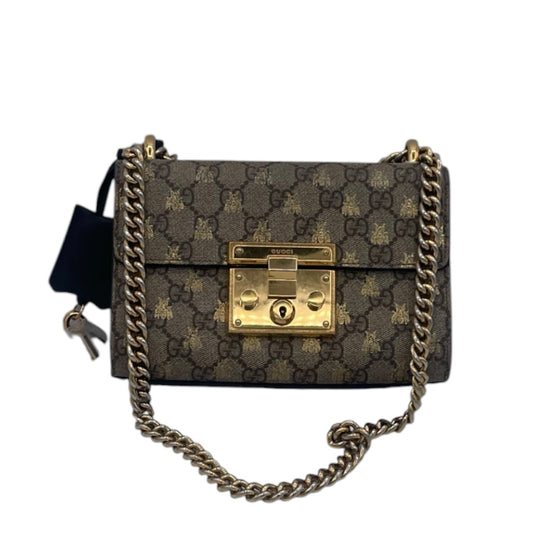 Gucci Padlock GG Supreme Shoulder Bag- Bee Star Print w/Gold Chain Strap