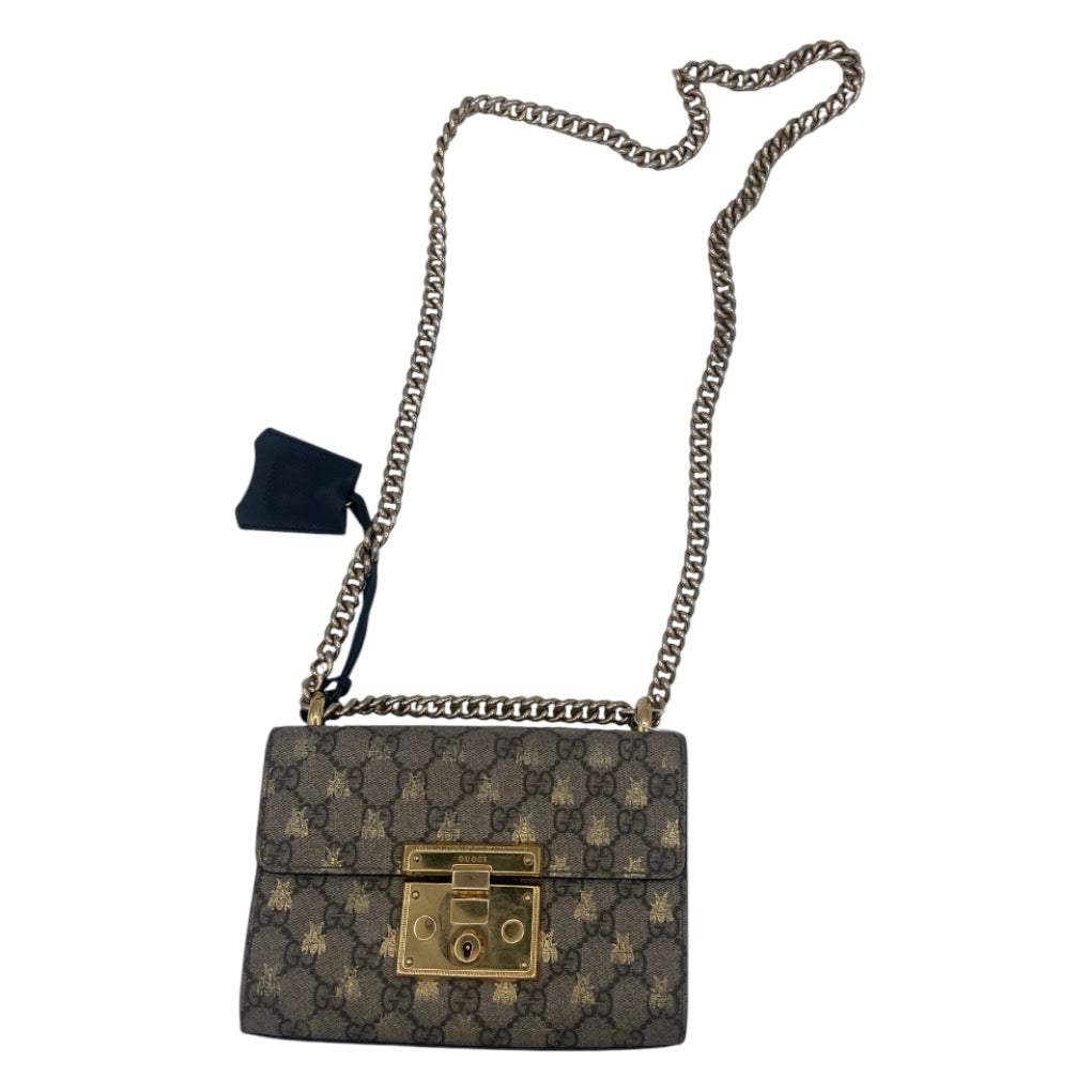 Gucci Padlock GG Supreme Shoulder Bag- Bee Star Print w/Gold Chain Strap