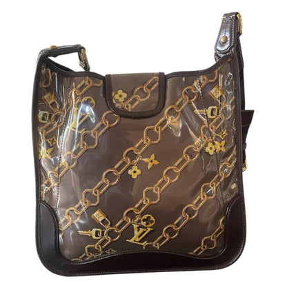 Louis Vuitton Monogram Transparence Chains Pochette Limited Edition w/ Brown Leather Trim