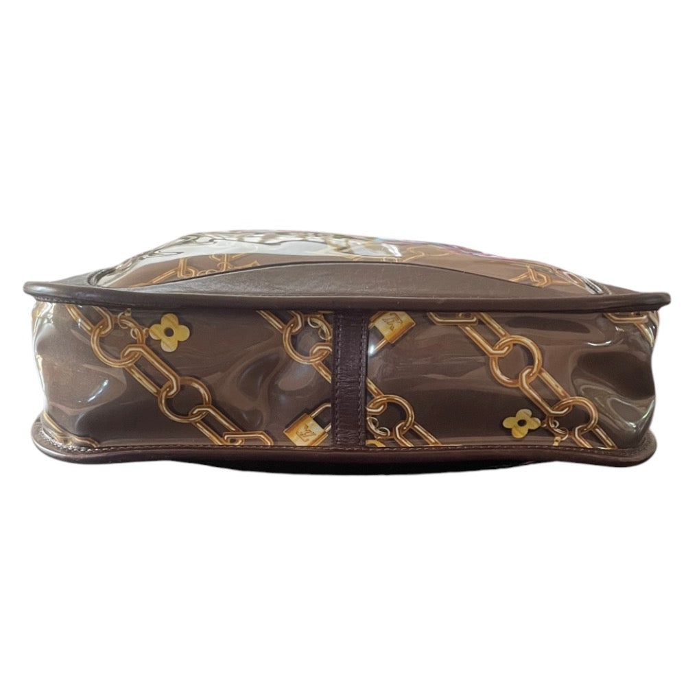 Louis Vuitton Monogram Transparence Chains Pochette Limited Edition w/ Brown Leather Trim