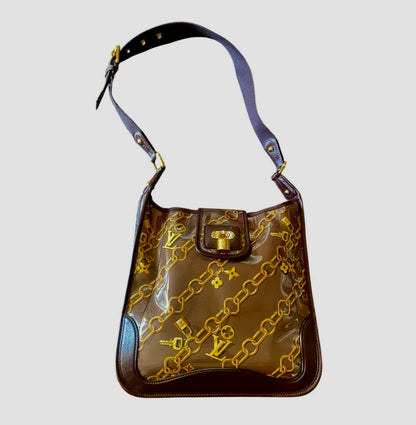 Louis Vuitton Monogram Transparence Chains Pochette Limited Edition w/ Brown Leather Trim