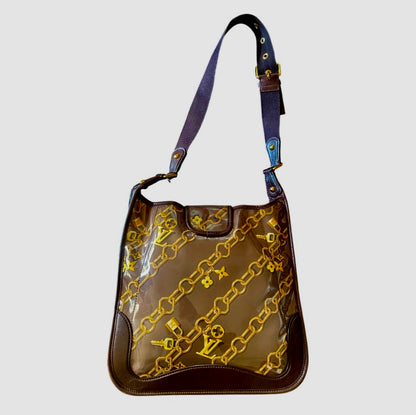Louis Vuitton Monogram Transparence Chains Pochette Limited Edition w/ Brown Leather Trim